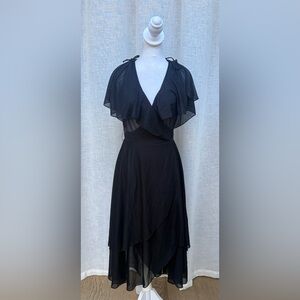 Samuel Blue vintage  Black sheer short sleeve cape wrap lingerie dress